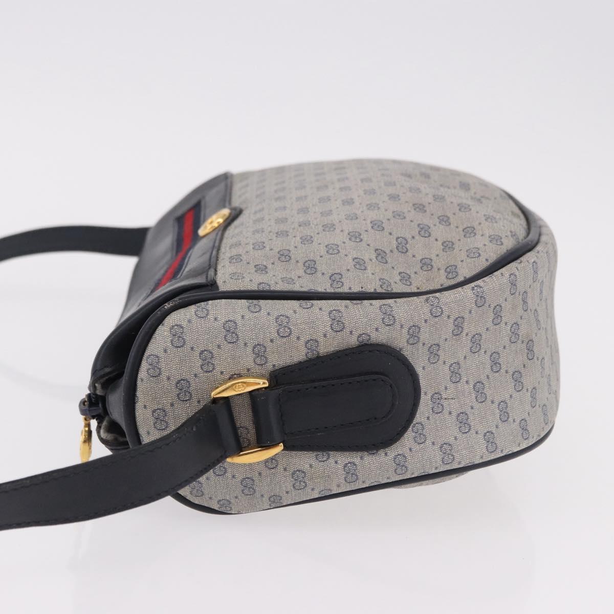 GUCCI Micro GG Supreme Sherry Line Bag PVC Navy Gold 001 58 0918 Auth 191899