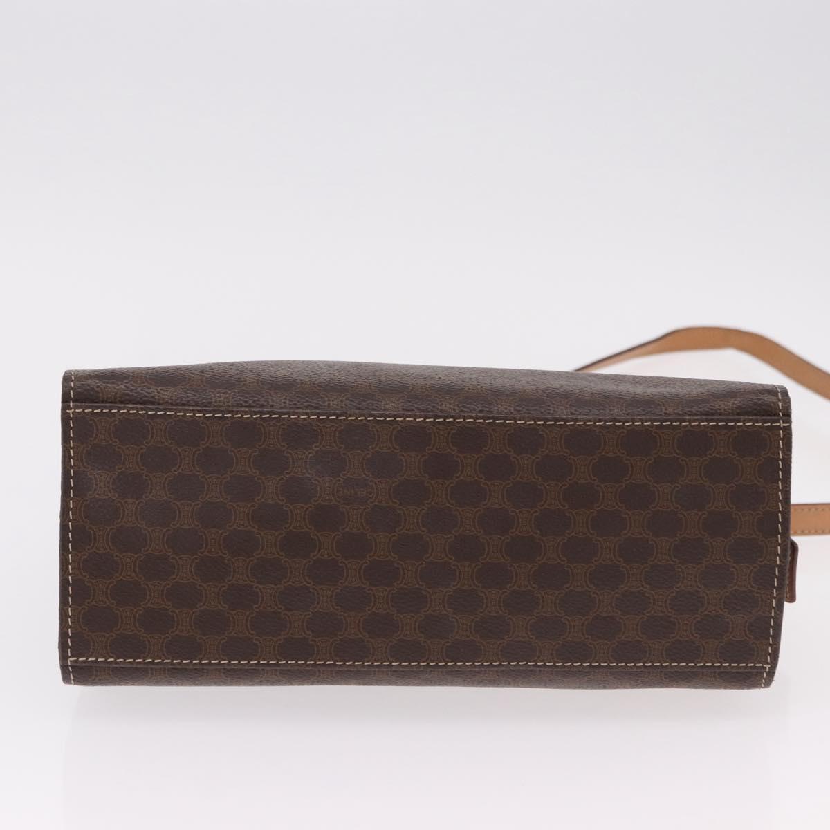 CELINE Macadam Canvas Hand Bag PVC Leather 2way Brown Gold Auth 191900
