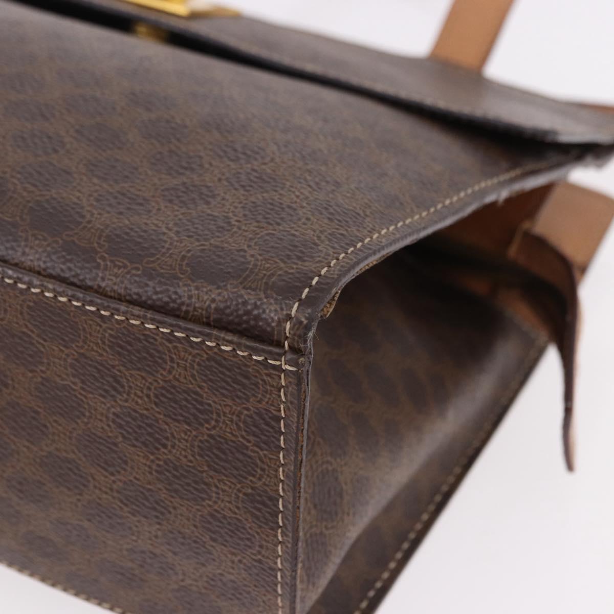 CELINE Macadam Canvas Hand Bag PVC Leather 2way Brown Gold Auth 191900