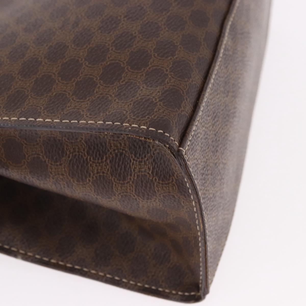 CELINE Macadam Canvas Hand Bag PVC Leather 2way Brown Gold Auth 191900