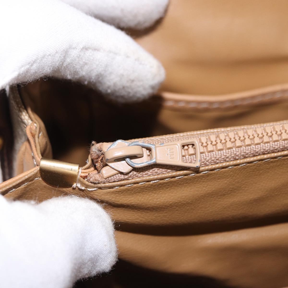 CELINE Macadam Canvas Shoulder Bag Beige Gold Auth 191901