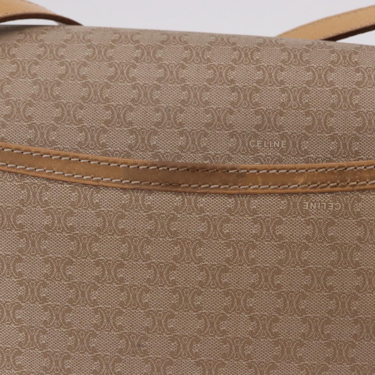 CELINE Macadam Canvas Shoulder Bag Beige Gold Auth 191901