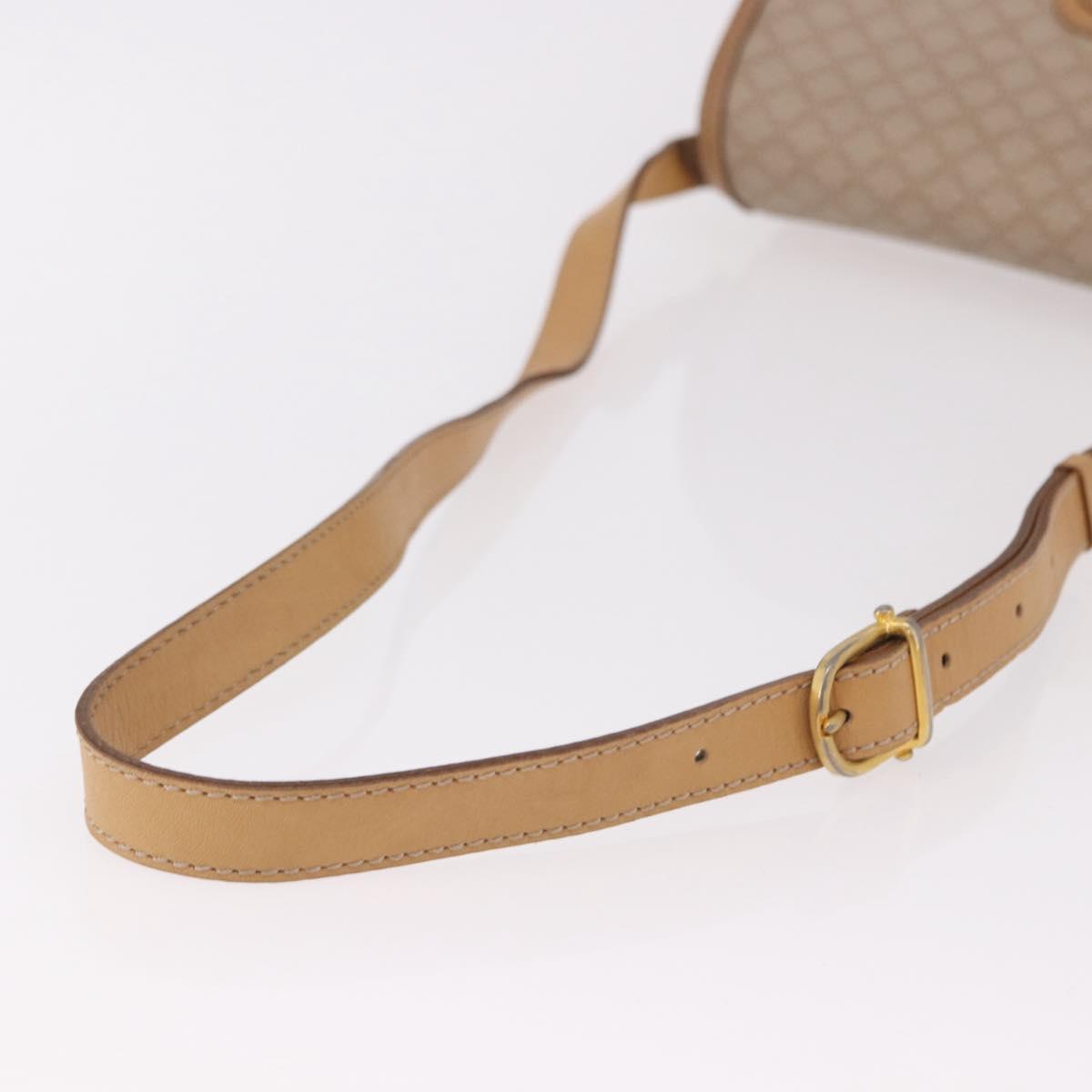 CELINE Macadam Canvas Shoulder Bag Beige Gold Auth 191901