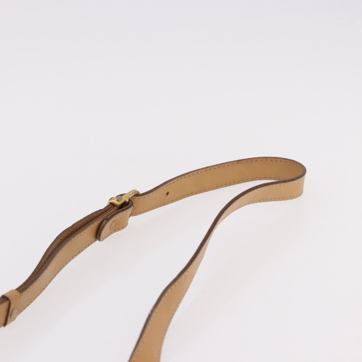 CELINE Macadam Canvas Shoulder Bag Beige Gold Auth 191901