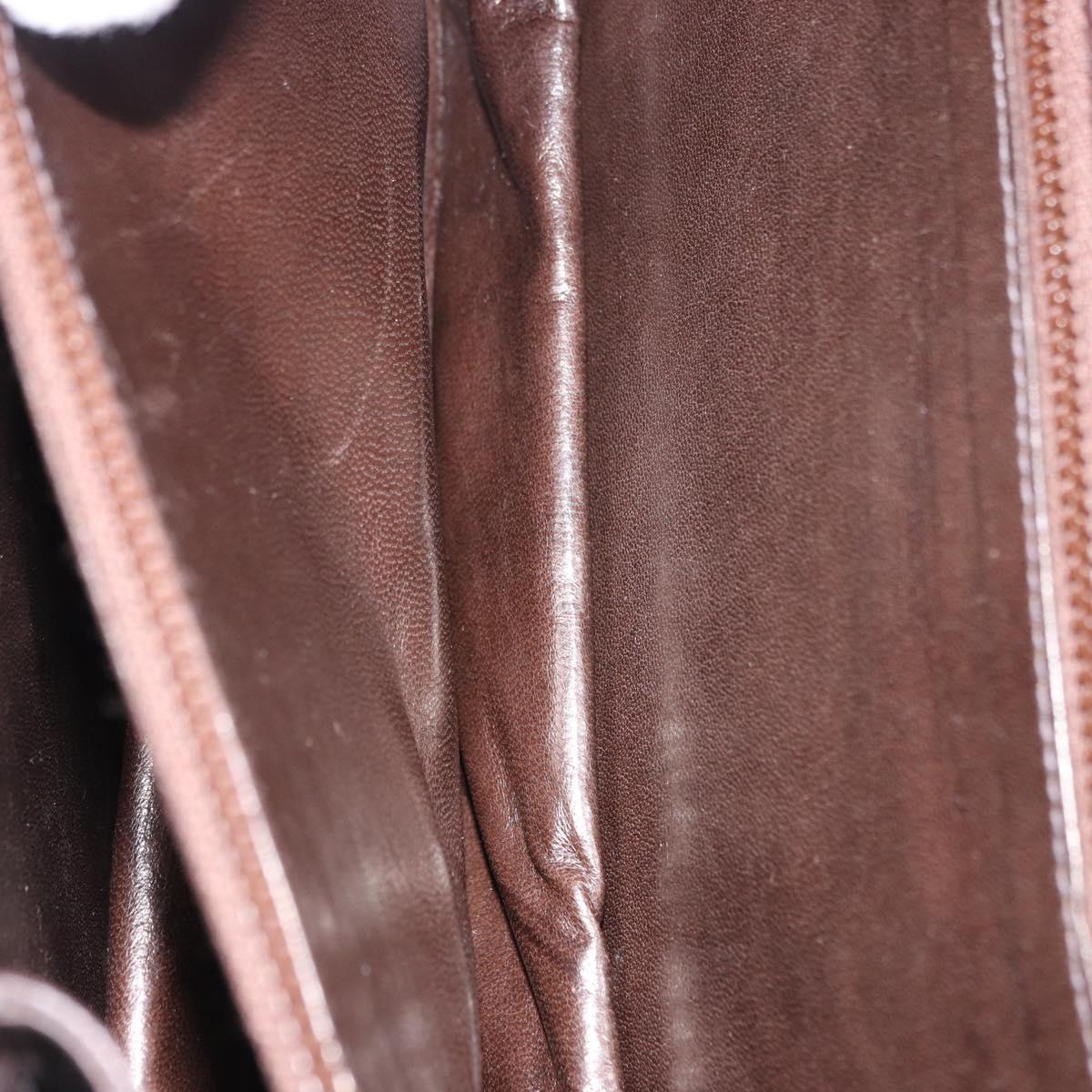 GUCCI Web Sherry Line Shoulder Bag Leather Brown Gold Auth 191902