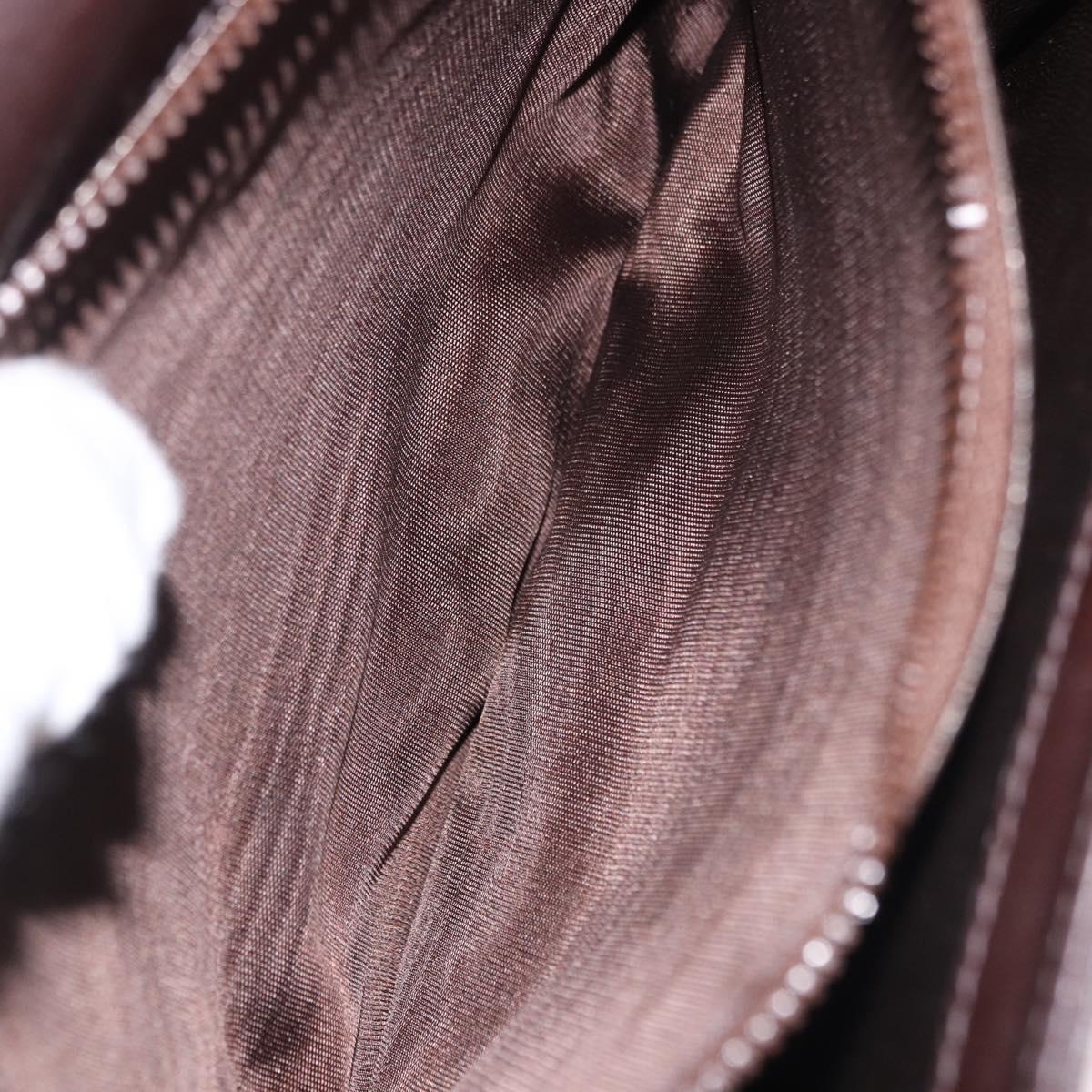 GUCCI Web Sherry Line Shoulder Bag Leather Brown Gold Auth 191902