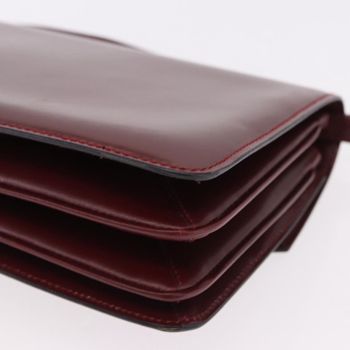 GUCCI Shoulder Bag Leather Bordeaux Gold Auth 191903
