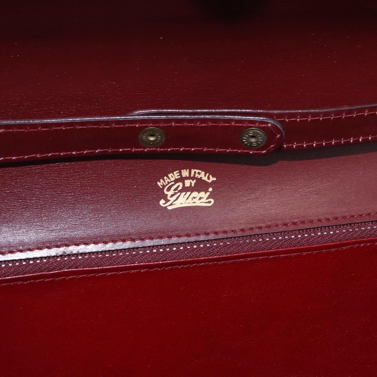 GUCCI Shoulder Bag Leather Bordeaux Gold Auth 191903