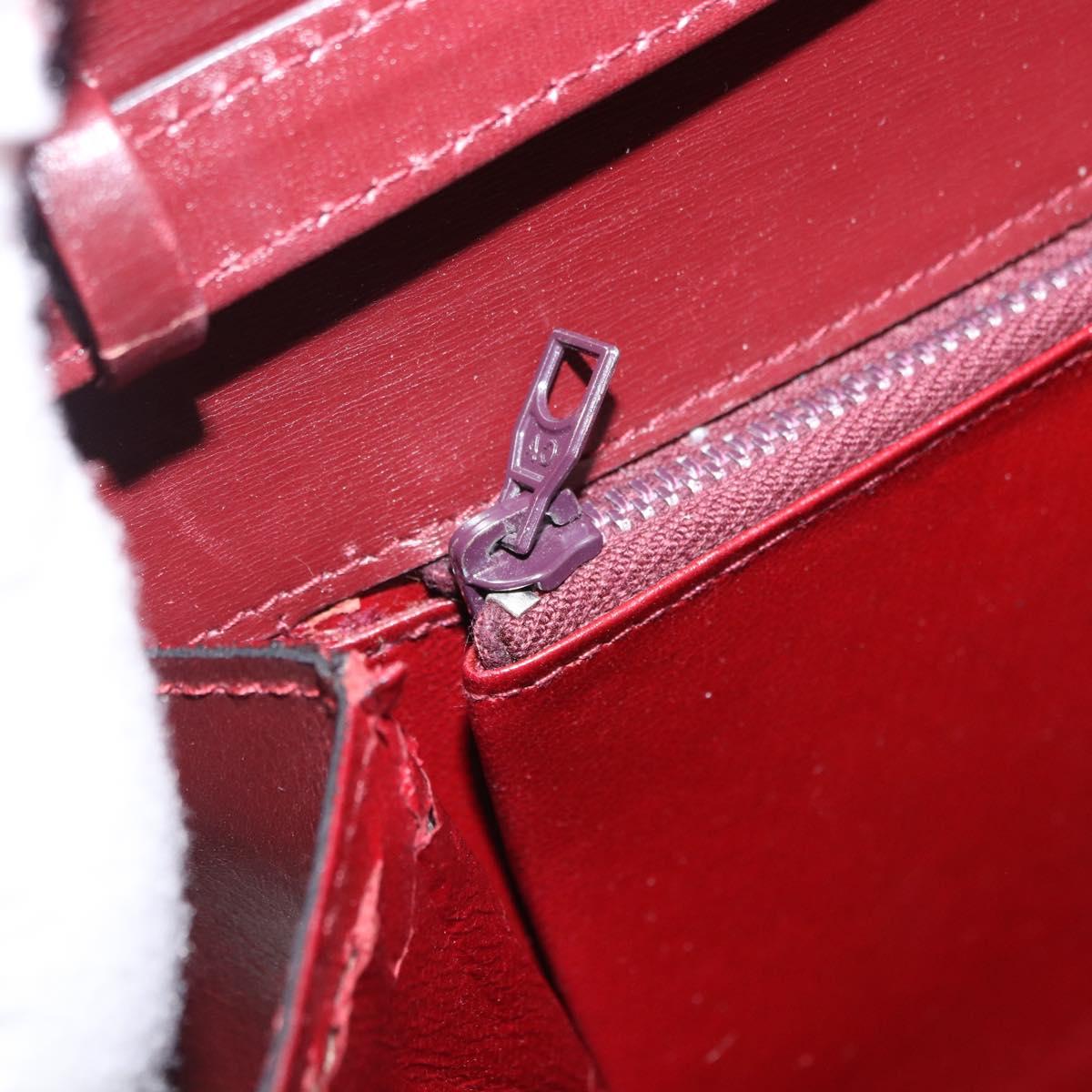 GUCCI Shoulder Bag Leather Bordeaux Gold Auth 191903