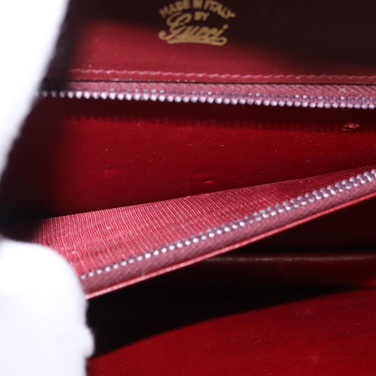 GUCCI Shoulder Bag Leather Bordeaux Gold Auth 191903