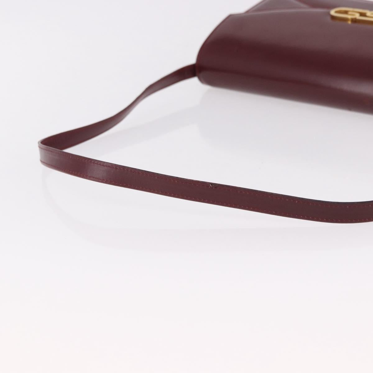 GUCCI Shoulder Bag Leather Bordeaux Gold Auth 191903