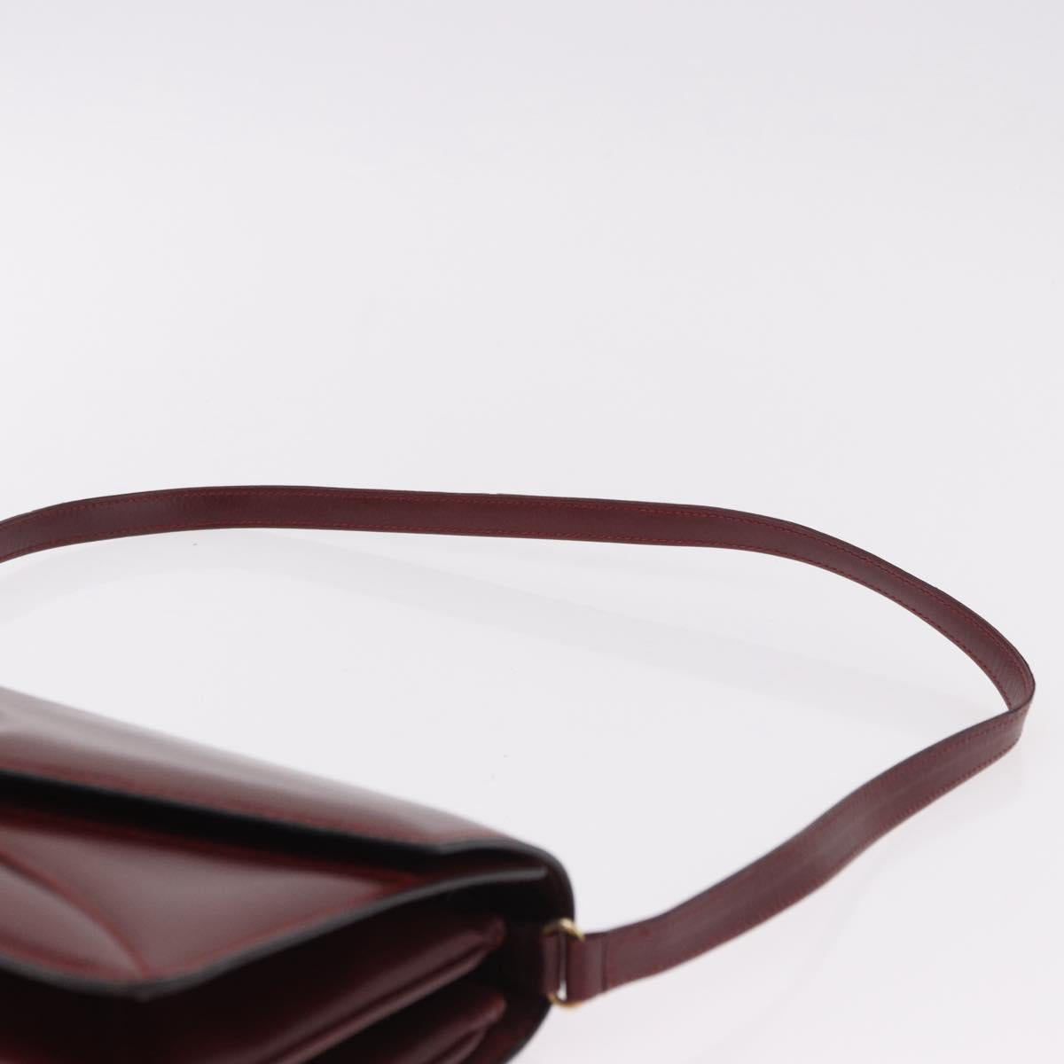GUCCI Shoulder Bag Leather Bordeaux Gold Auth 191903