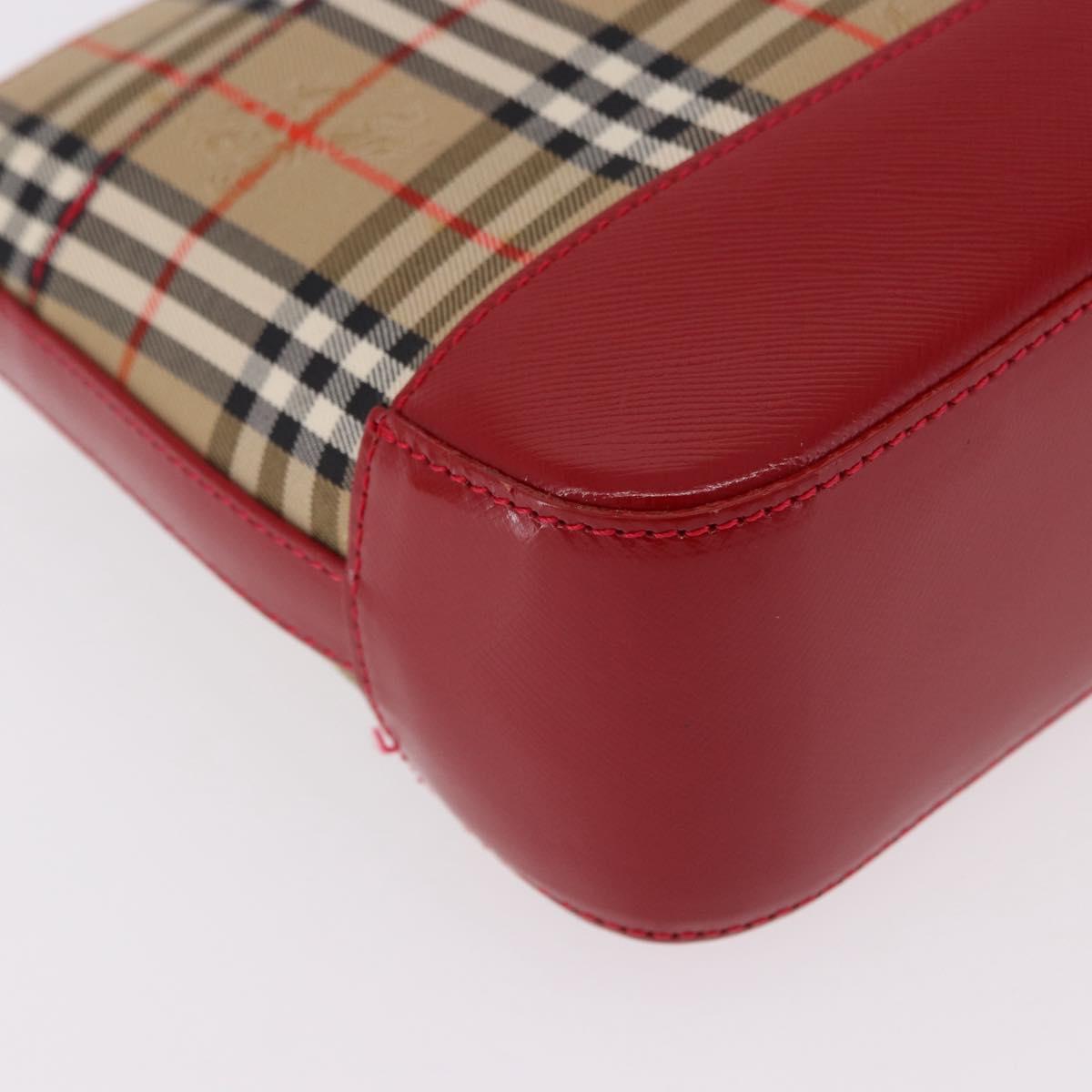 BURBERRY Nova Check Hand Bag Canvas Beige Gold Auth 191905