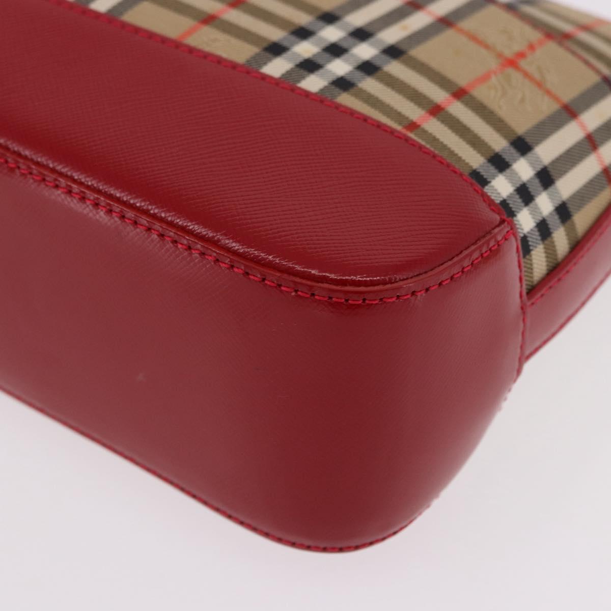 BURBERRY Nova Check Hand Bag Canvas Beige Gold Auth 191905