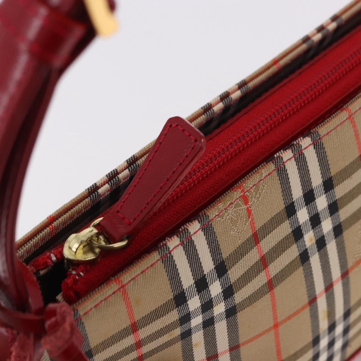BURBERRY Nova Check Hand Bag Canvas Beige Gold Auth 191905