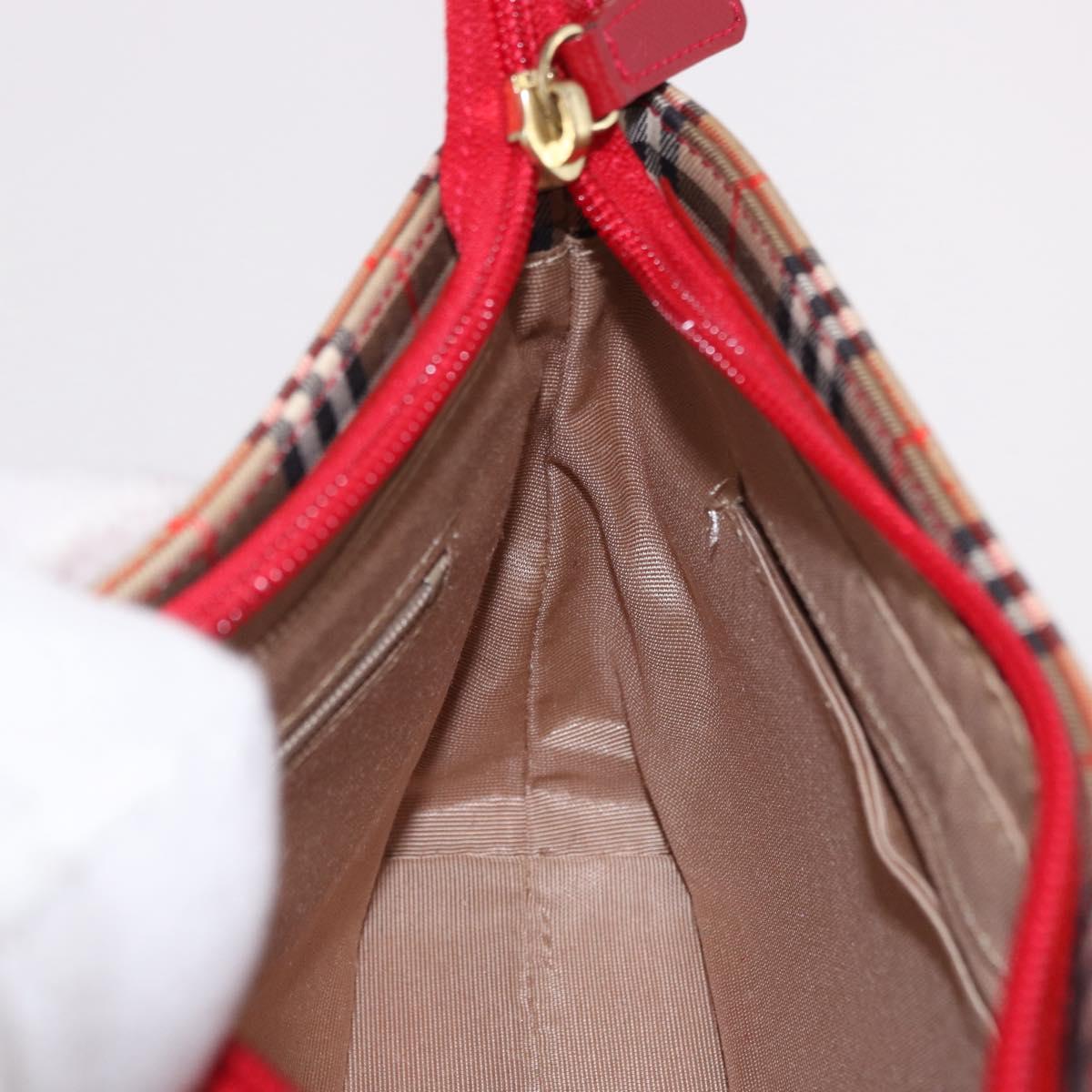 BURBERRY Nova Check Hand Bag Canvas Beige Gold Auth 191905