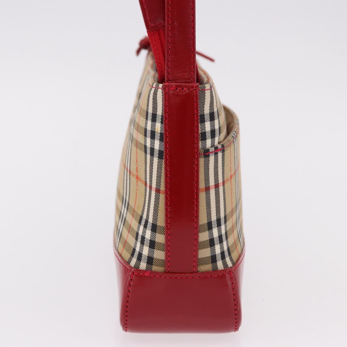 BURBERRY Nova Check Hand Bag Canvas Beige Gold Auth 191905