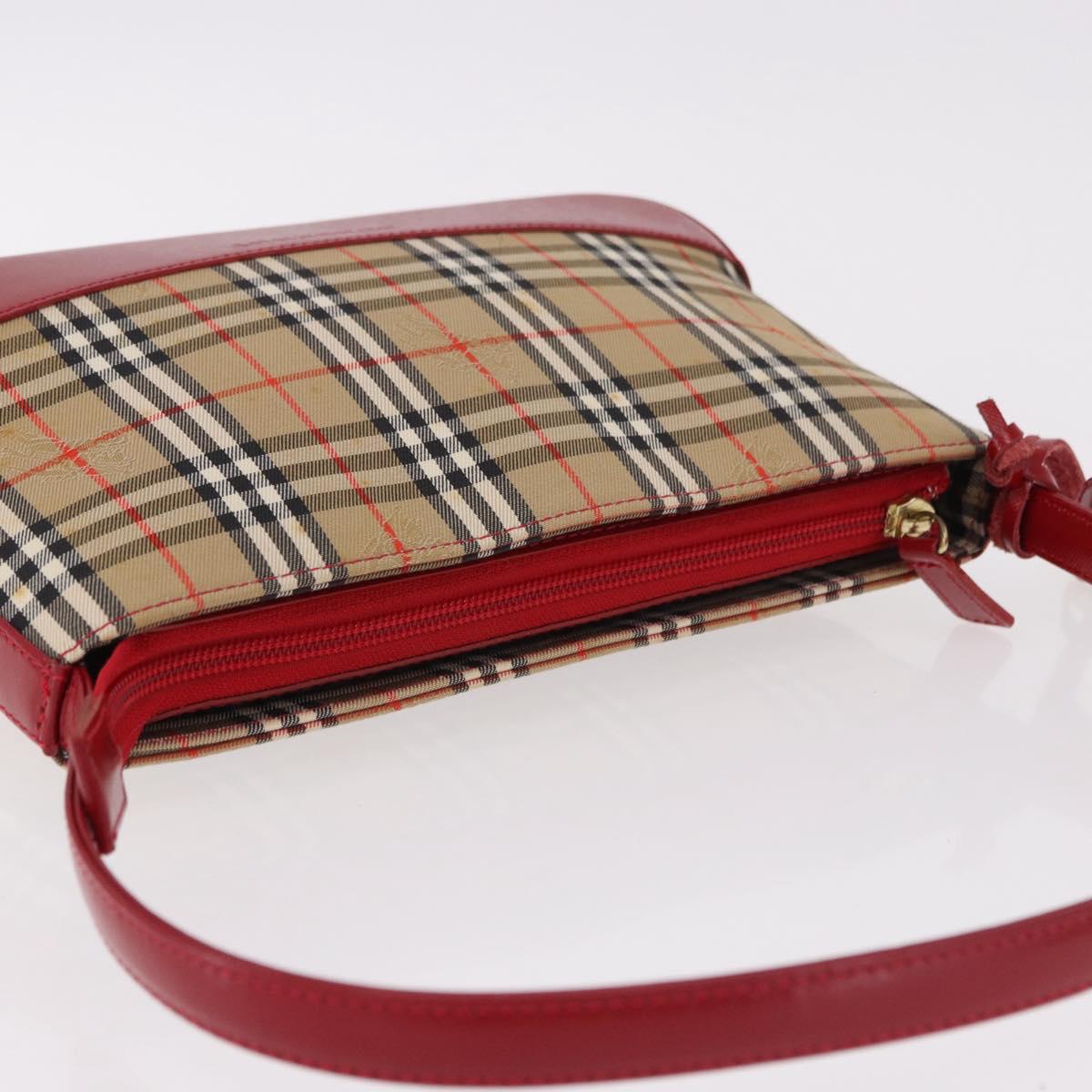 BURBERRY Nova Check Hand Bag Canvas Beige Gold Auth 191905