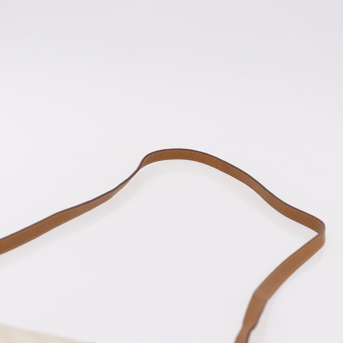 CELINE Macadam Canvas Shoulder Bag PVC White Gold Auth 191906A