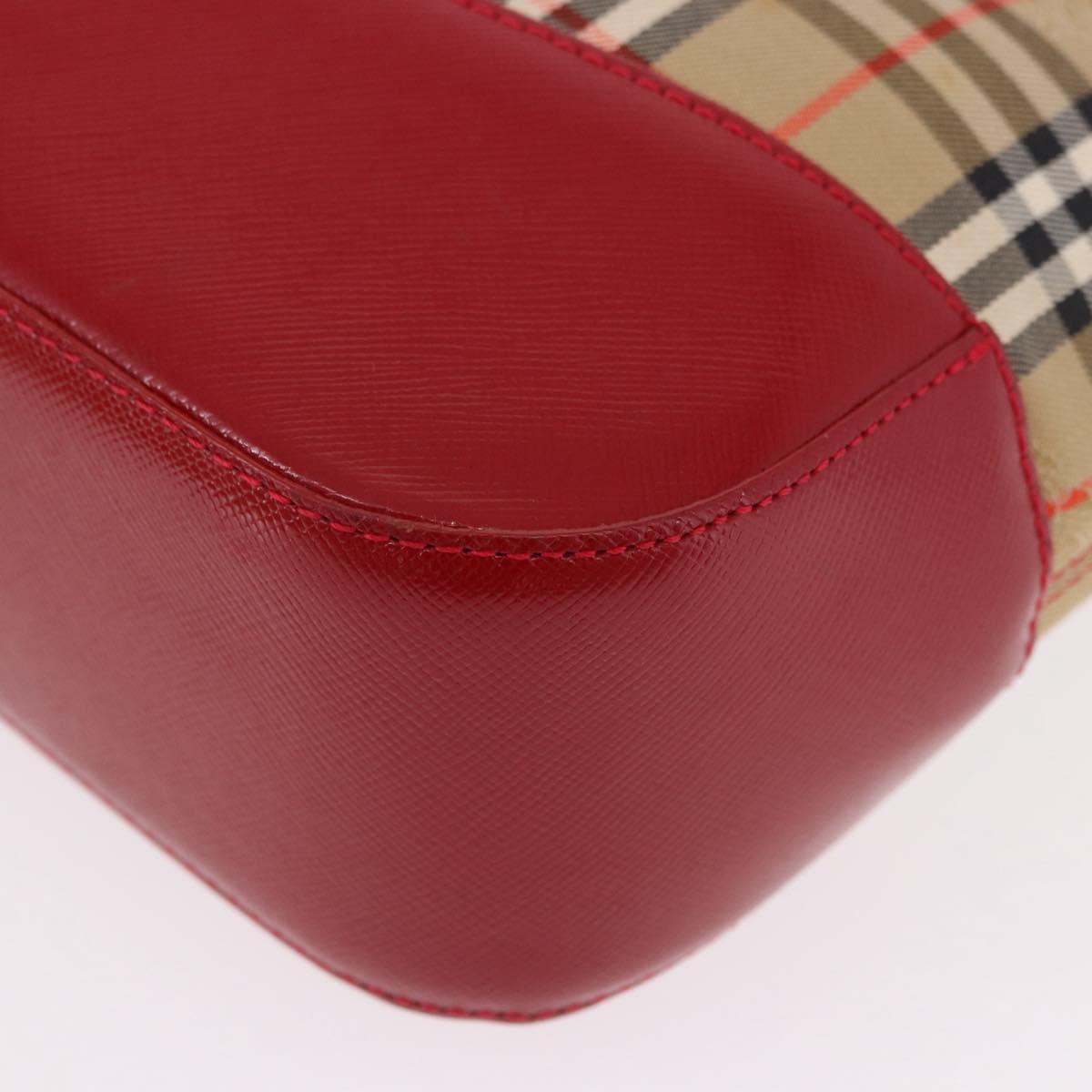 BURBERRY Nova Check Hand Bag Canvas Beige Gold Auth 191907