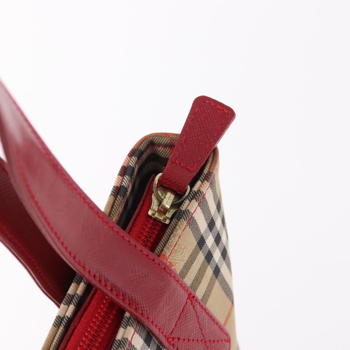 BURBERRY Nova Check Hand Bag Canvas Beige Gold Auth 191907