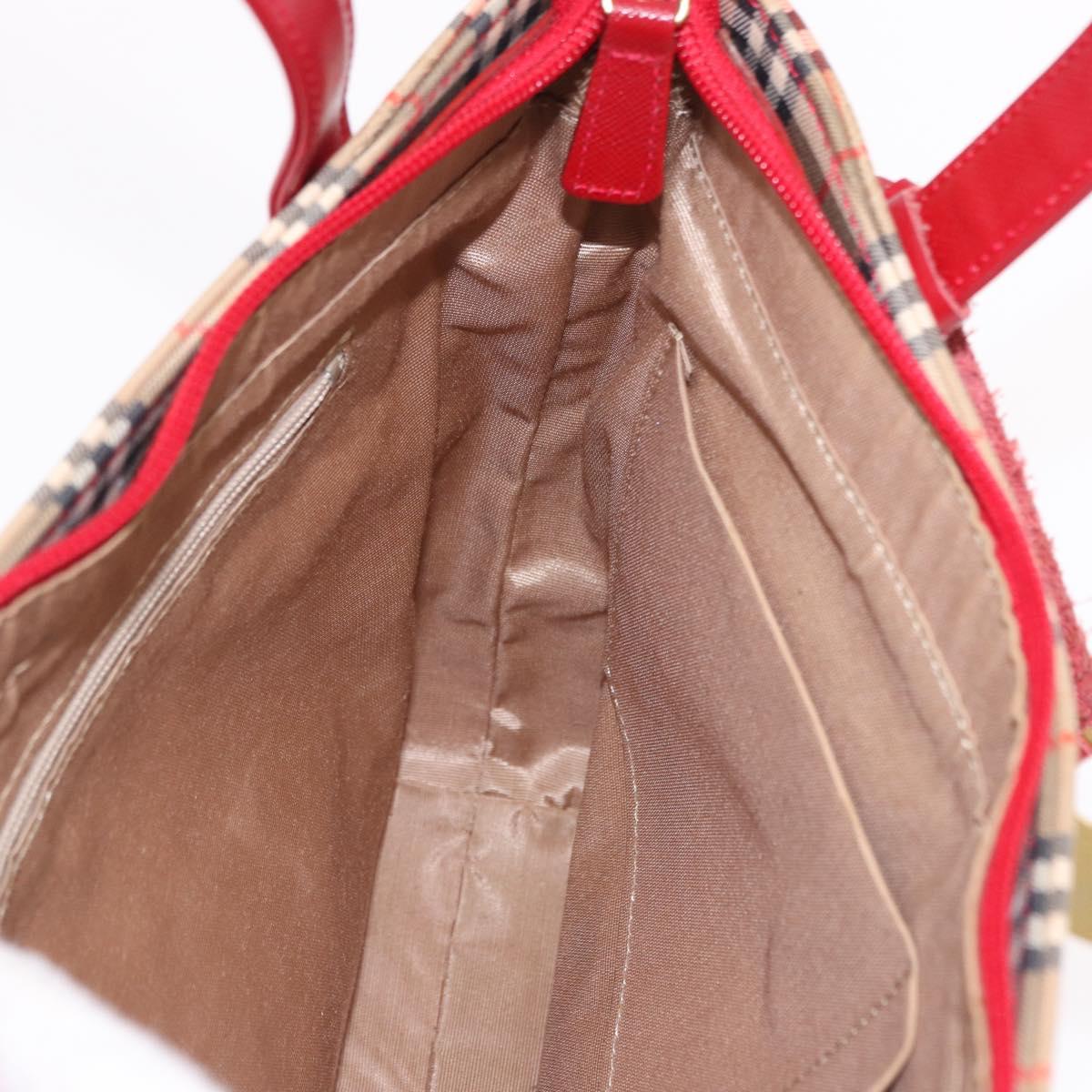 BURBERRY Nova Check Hand Bag Canvas Beige Gold Auth 191907