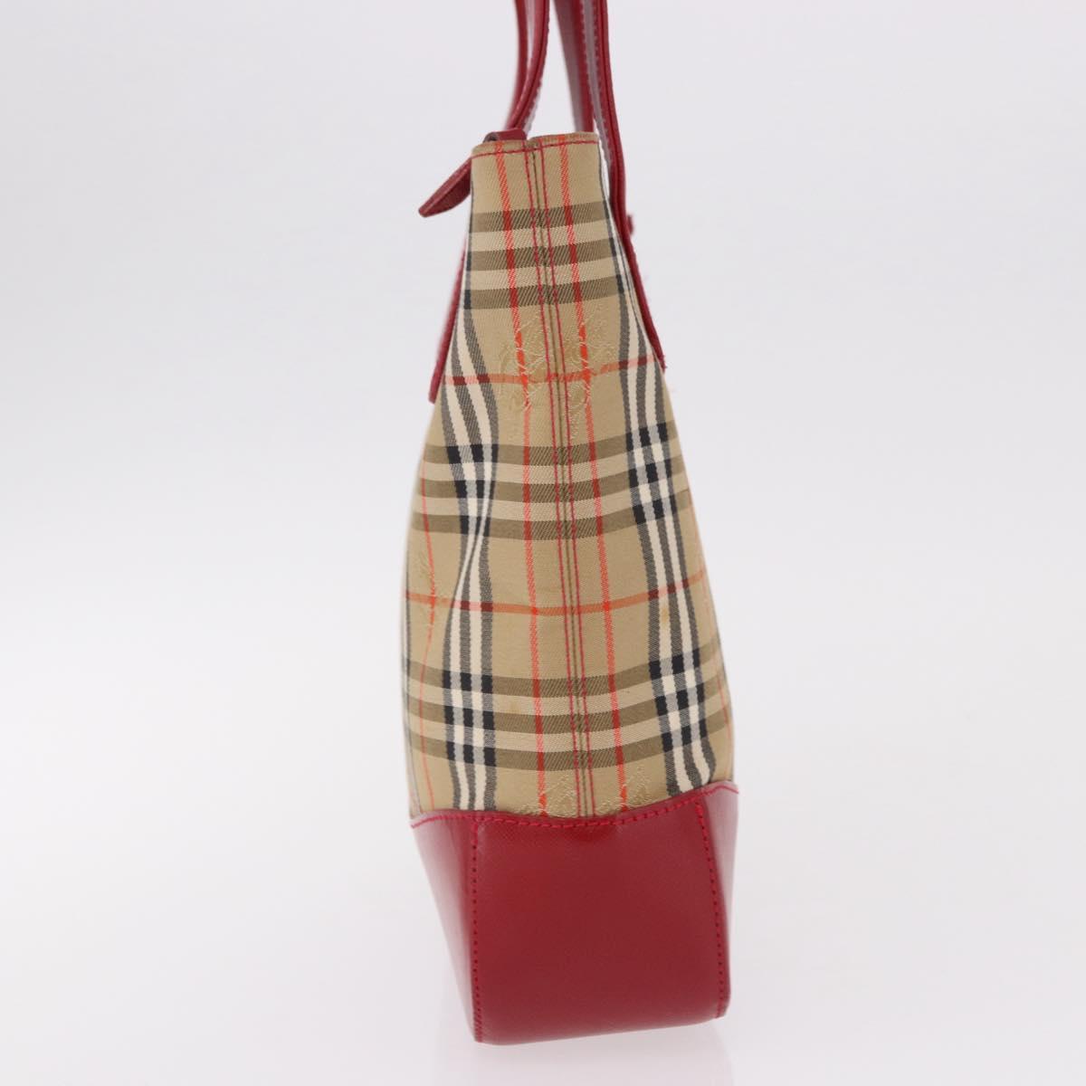 BURBERRY Nova Check Hand Bag Canvas Beige Gold Auth 191907
