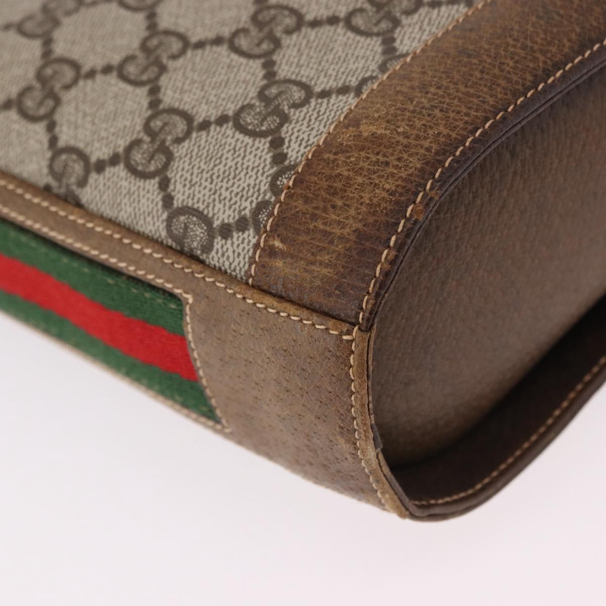 GUCCI GG Supreme Web Sherry Line Shoulder Bag PVC Beige Gold Auth 191908