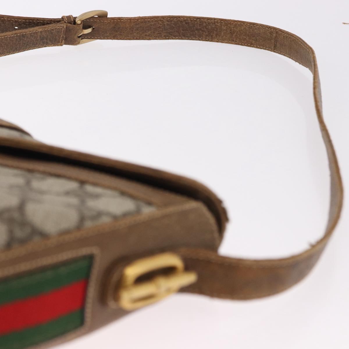 GUCCI GG Supreme Web Sherry Line Shoulder Bag PVC Beige Gold Auth 191908