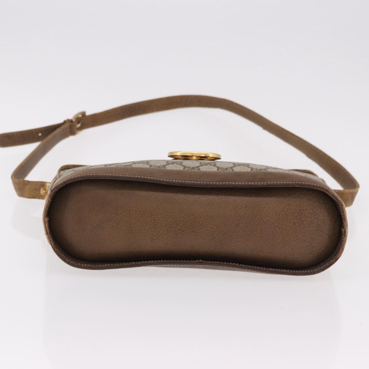 GUCCI GG Supreme Web Sherry Line Shoulder Bag PVC Beige Gold Auth 191908