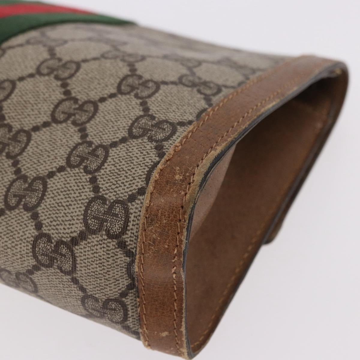 GUCCI GG Supreme Web Sherry Line Bag PVC Beige Red 41 014 3087 25 Auth 191909