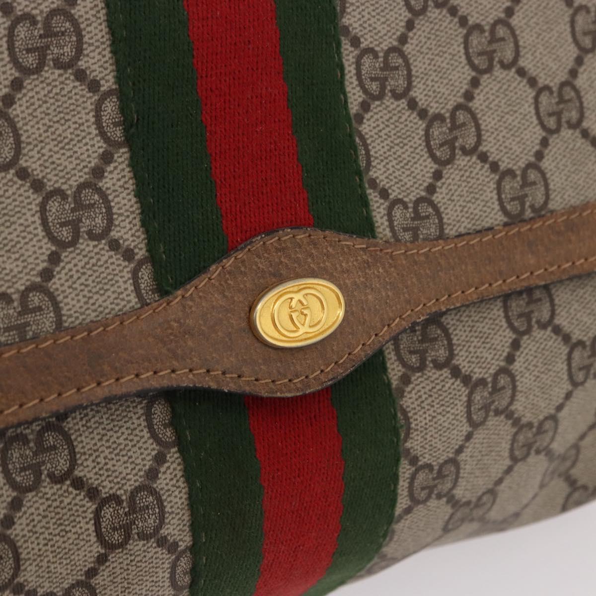 GUCCI GG Supreme Web Sherry Line Bag PVC Beige Red 41 014 3087 25 Auth 191909