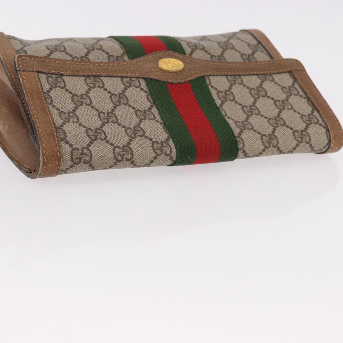 GUCCI GG Supreme Web Sherry Line Bag PVC Beige Red 41 014 3087 25 Auth 191909