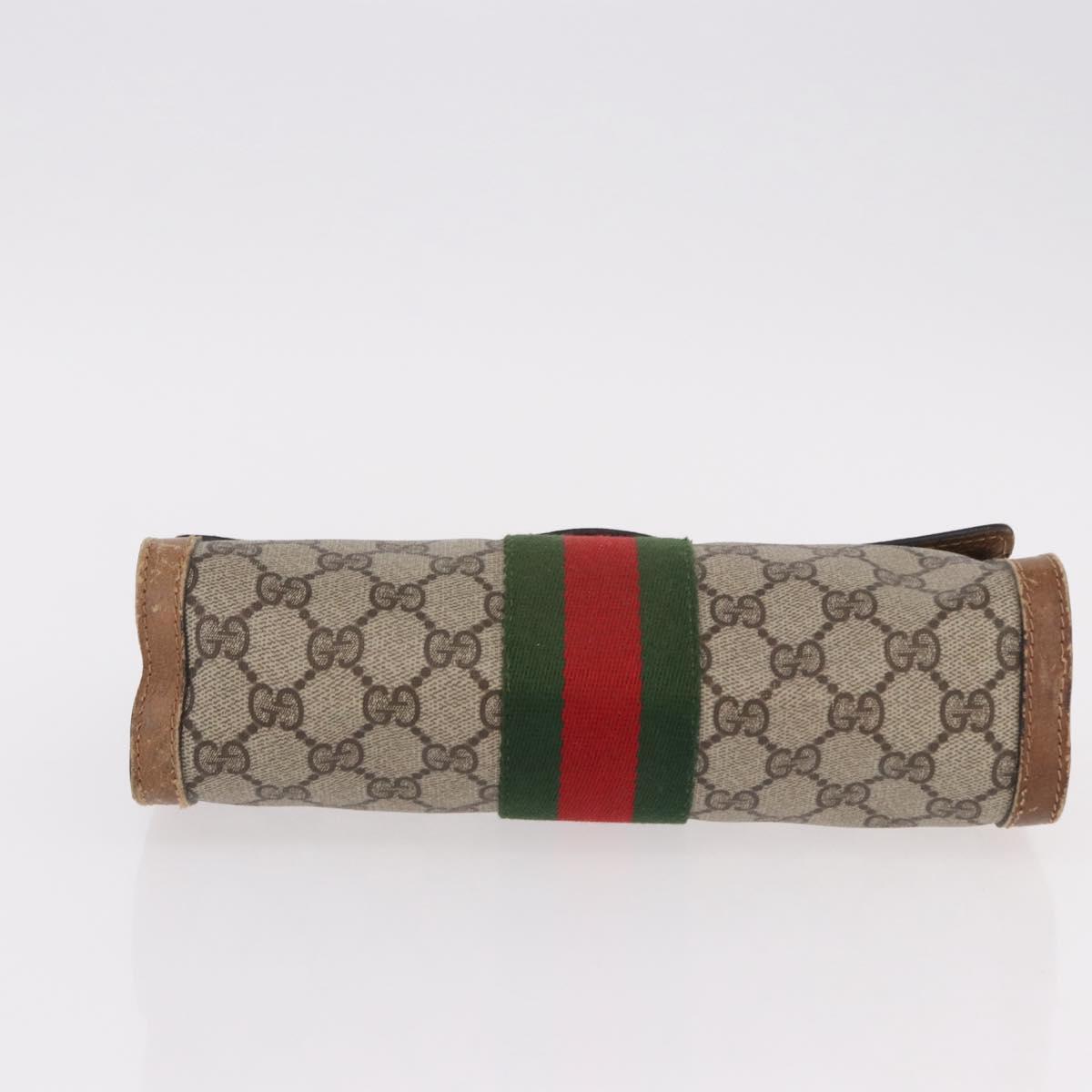 GUCCI GG Supreme Web Sherry Line Bag PVC Beige Red 41 014 3087 25 Auth 191909