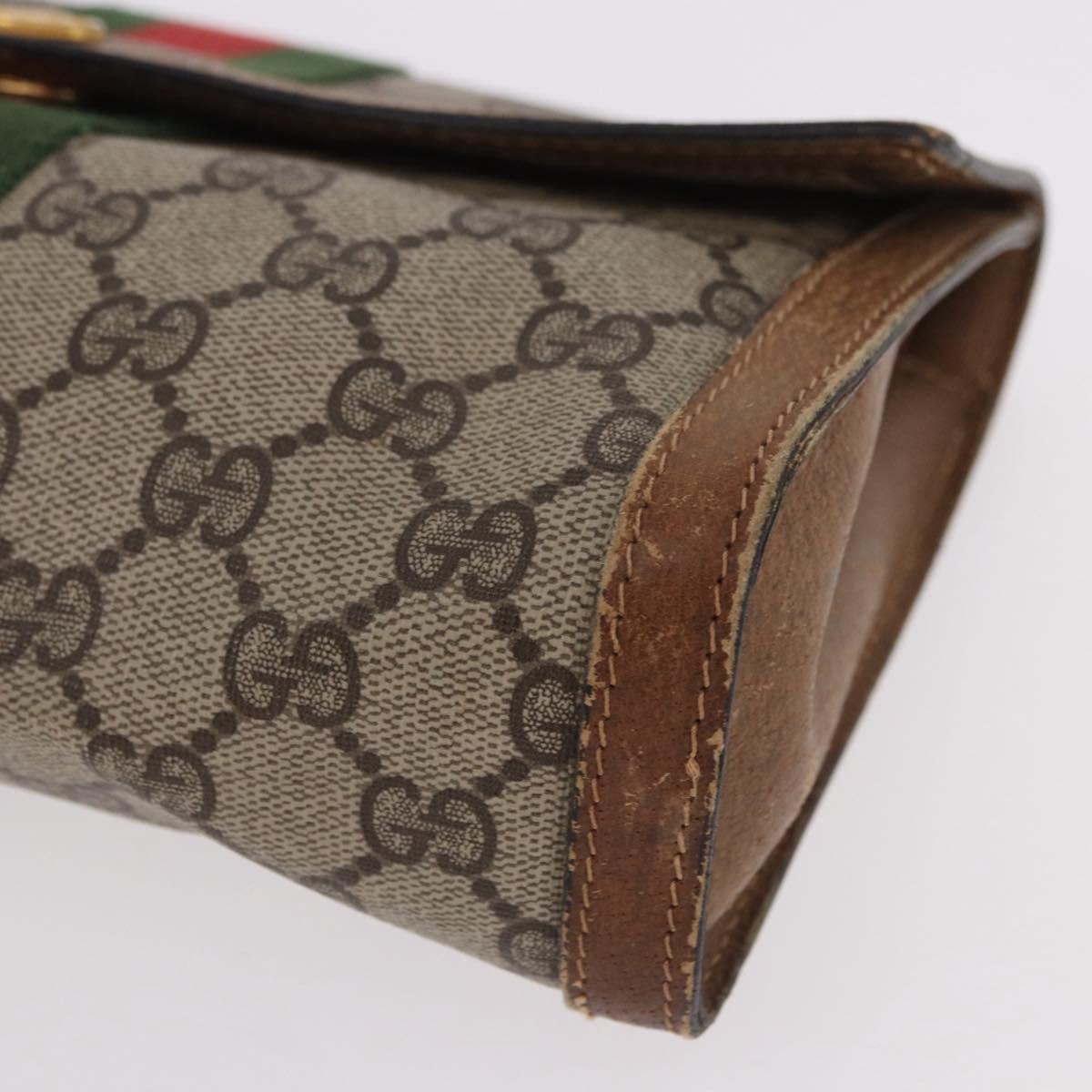 GUCCI GG Supreme Web Sherry Line Bag PVC Beige Red 41 014 3087 25 Auth 191909
