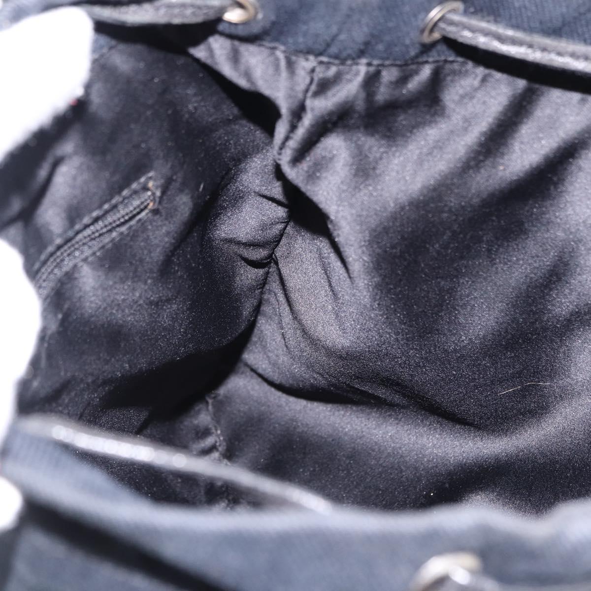 SAINT LAURENT Kahala Tote Bag Canvas Navy Silver Auth 191911