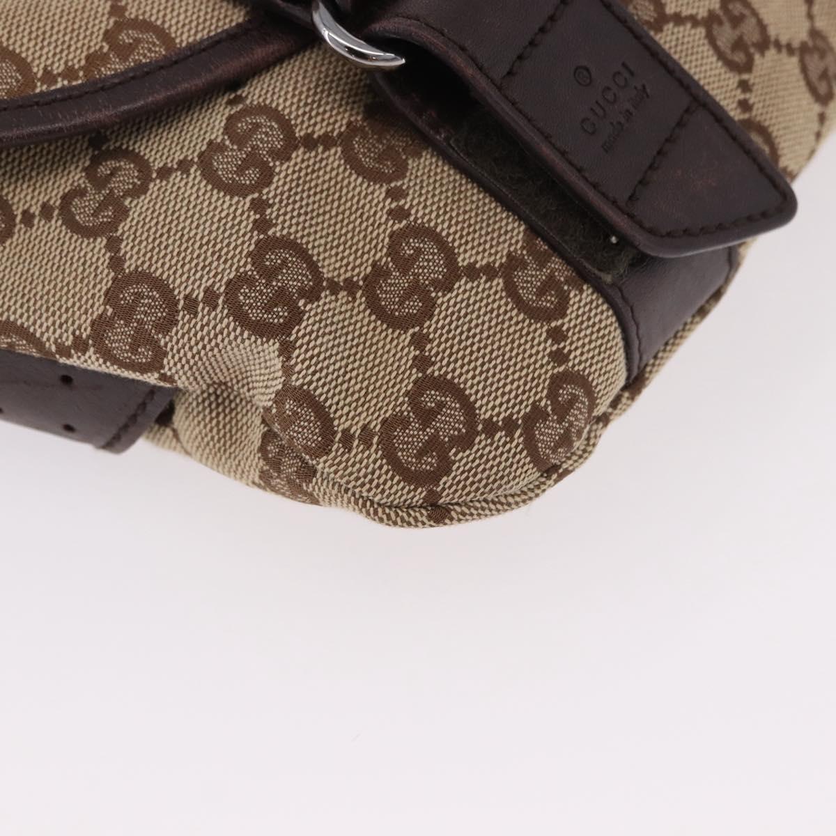 GUCCI GG Canvas Waist Bag Beige Silver 145851 Auth 191912