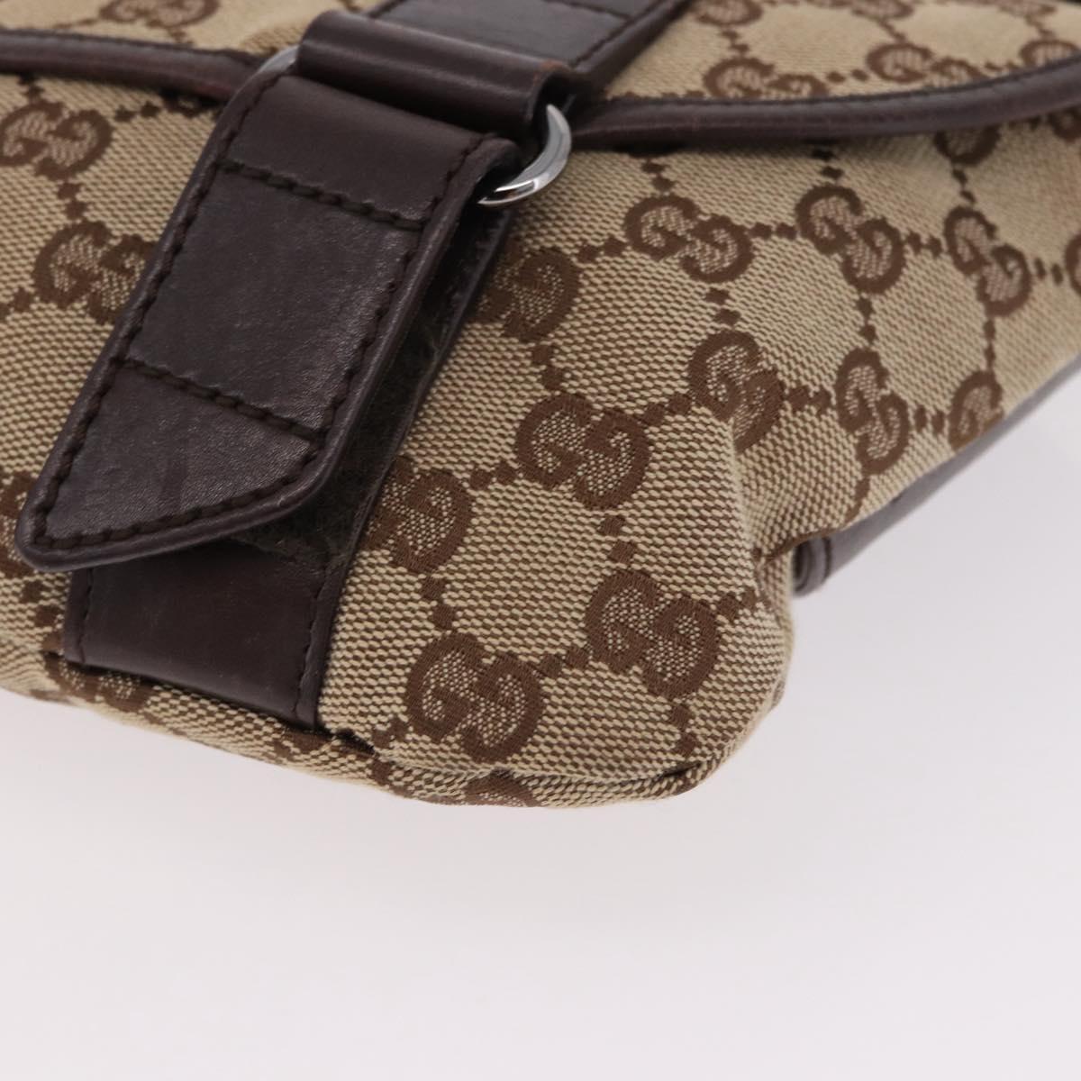 GUCCI GG Canvas Waist Bag Beige Silver 145851 Auth 191912
