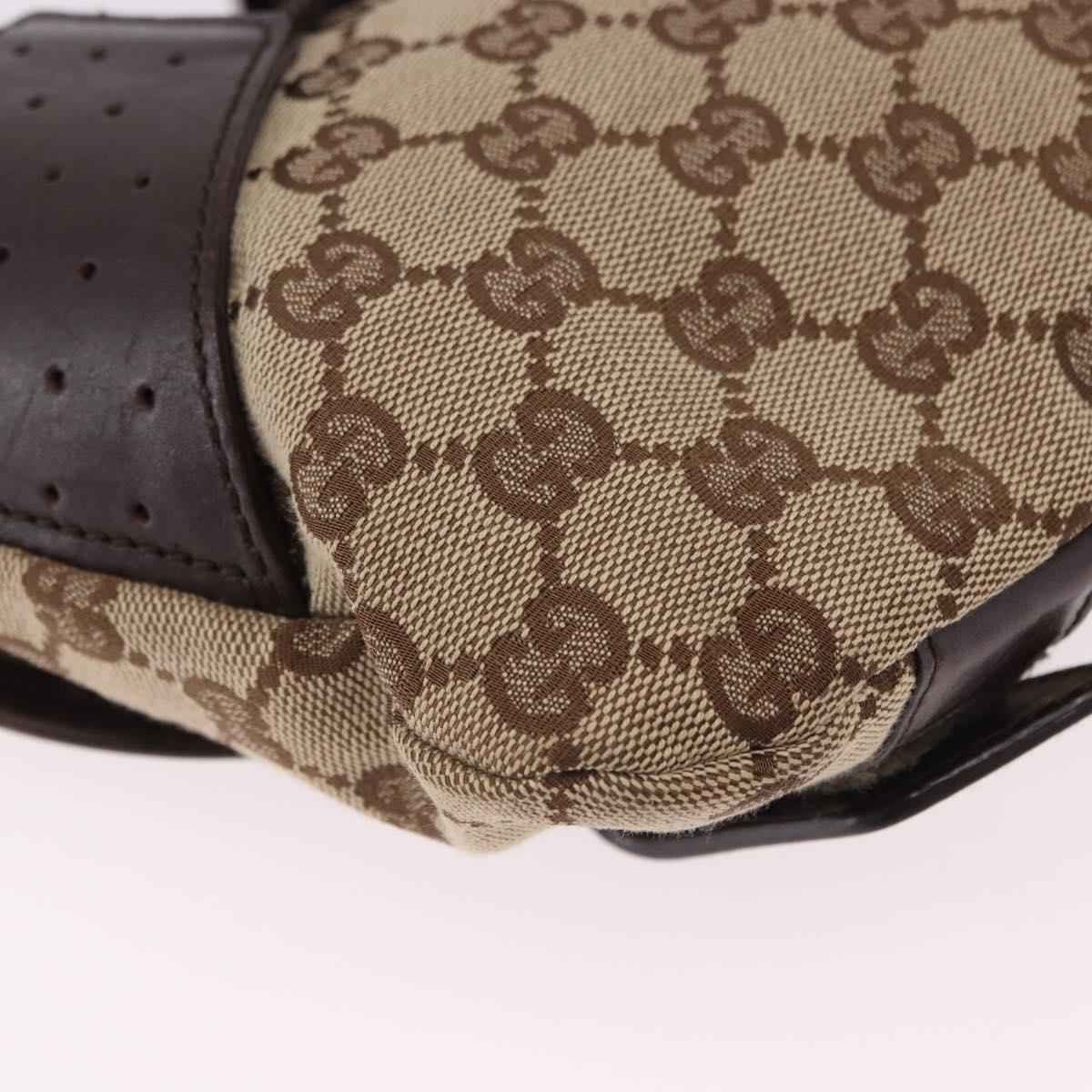 GUCCI GG Canvas Waist Bag Beige Silver 145851 Auth 191912