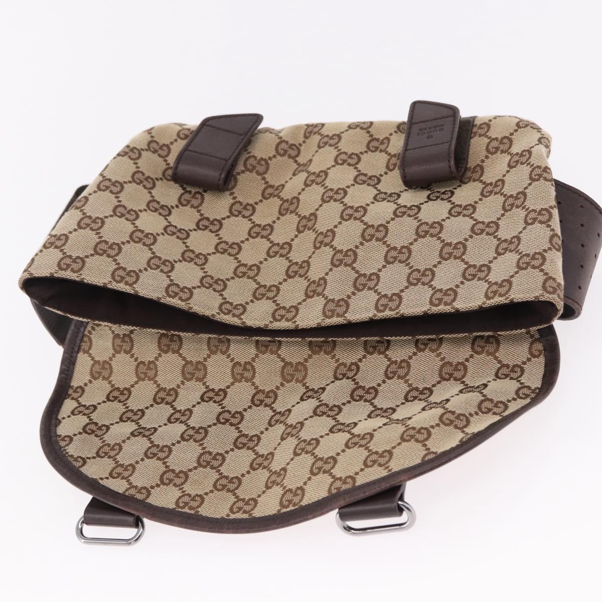GUCCI GG Canvas Waist Bag Beige Silver 145851 Auth 191912