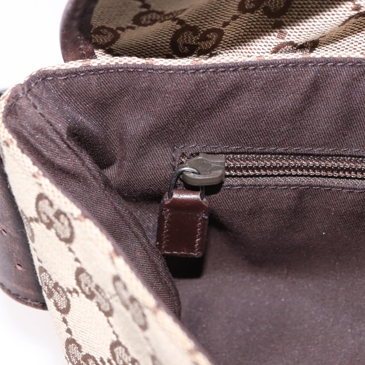 GUCCI GG Canvas Waist Bag Beige Silver 145851 Auth 191912