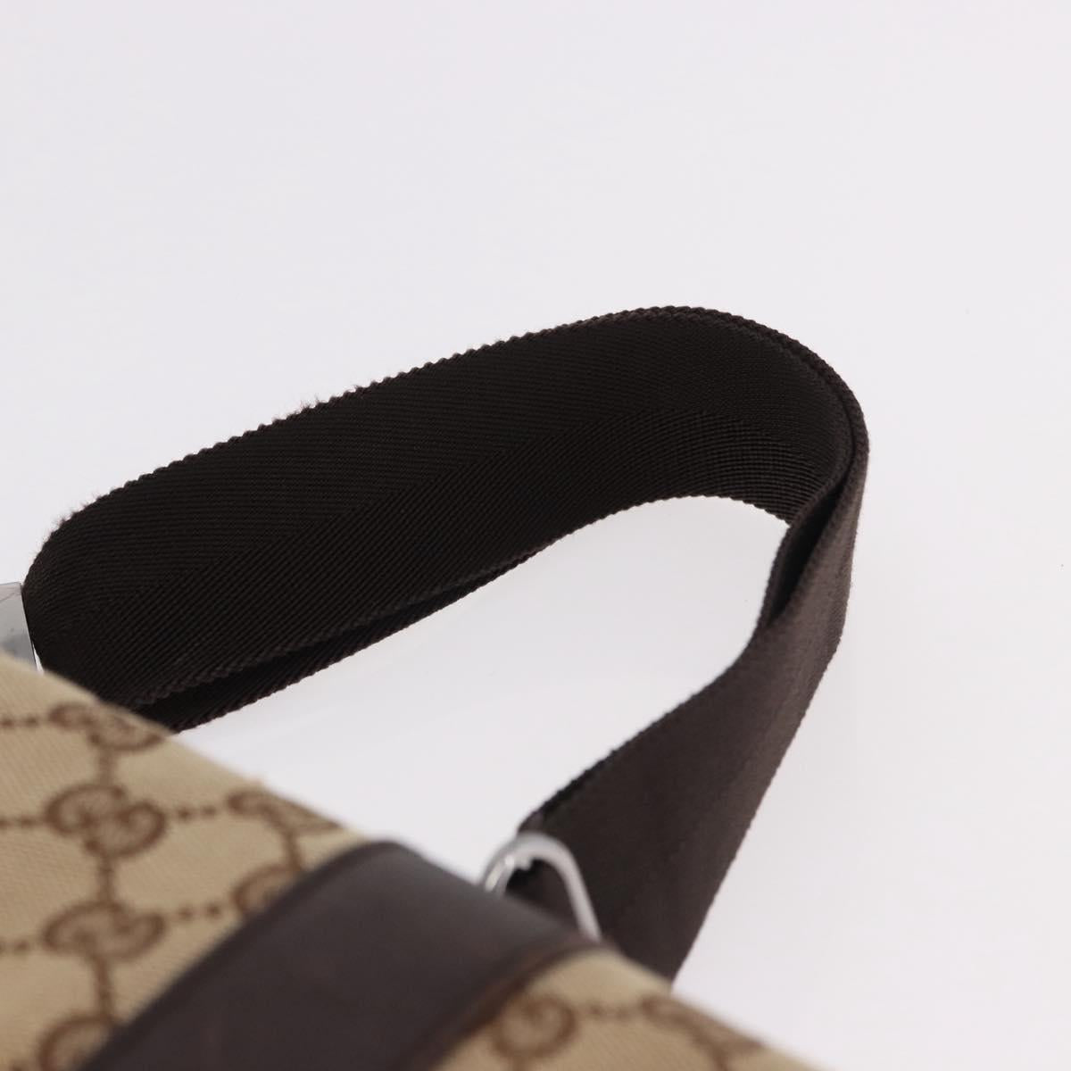 GUCCI GG Canvas Waist Bag Beige Silver 145851 Auth 191912