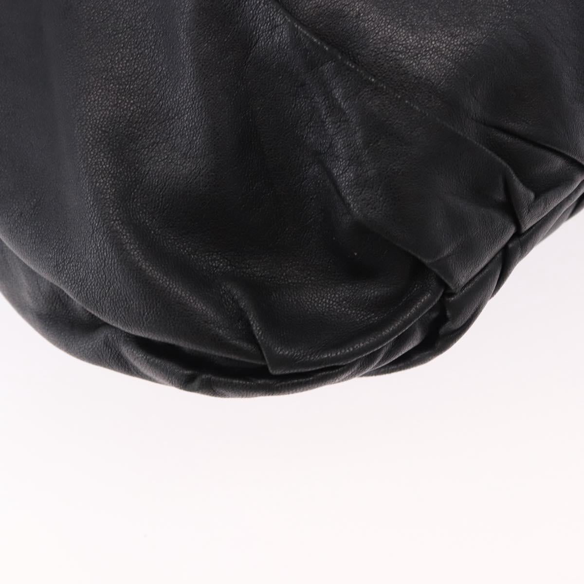 PRADA Hand Bag Leather 2way Black Silver Auth 191913A