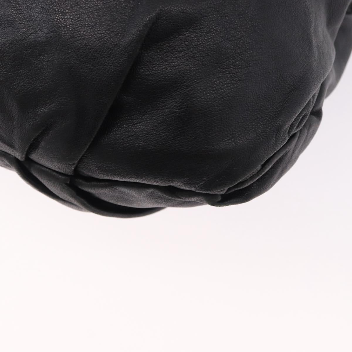 PRADA Hand Bag Leather 2way Black Silver Auth 191913A