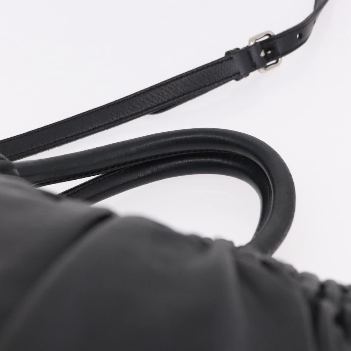 PRADA Hand Bag Leather 2way Black Silver Auth 191913A