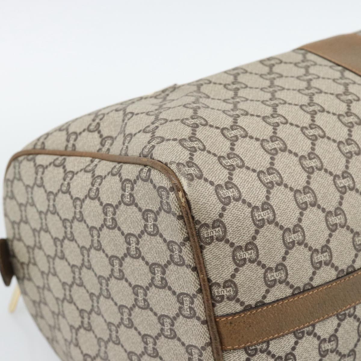 GUCCI GG Plus Supreme Boston Bag PVC Beige Gold Auth 191915