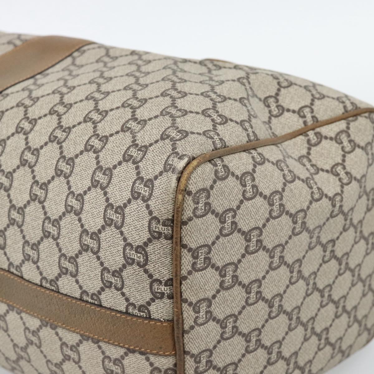 GUCCI GG Plus Supreme Boston Bag PVC Beige Gold Auth 191915