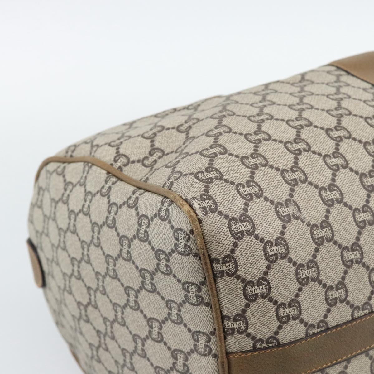 GUCCI GG Plus Supreme Boston Bag PVC Beige Gold Auth 191915