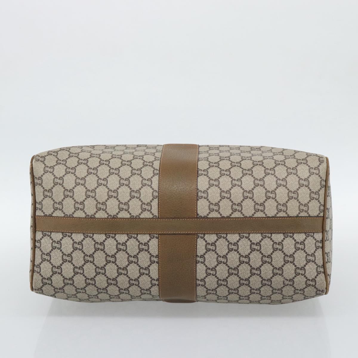 GUCCI GG Plus Supreme Boston Bag PVC Beige Gold Auth 191915