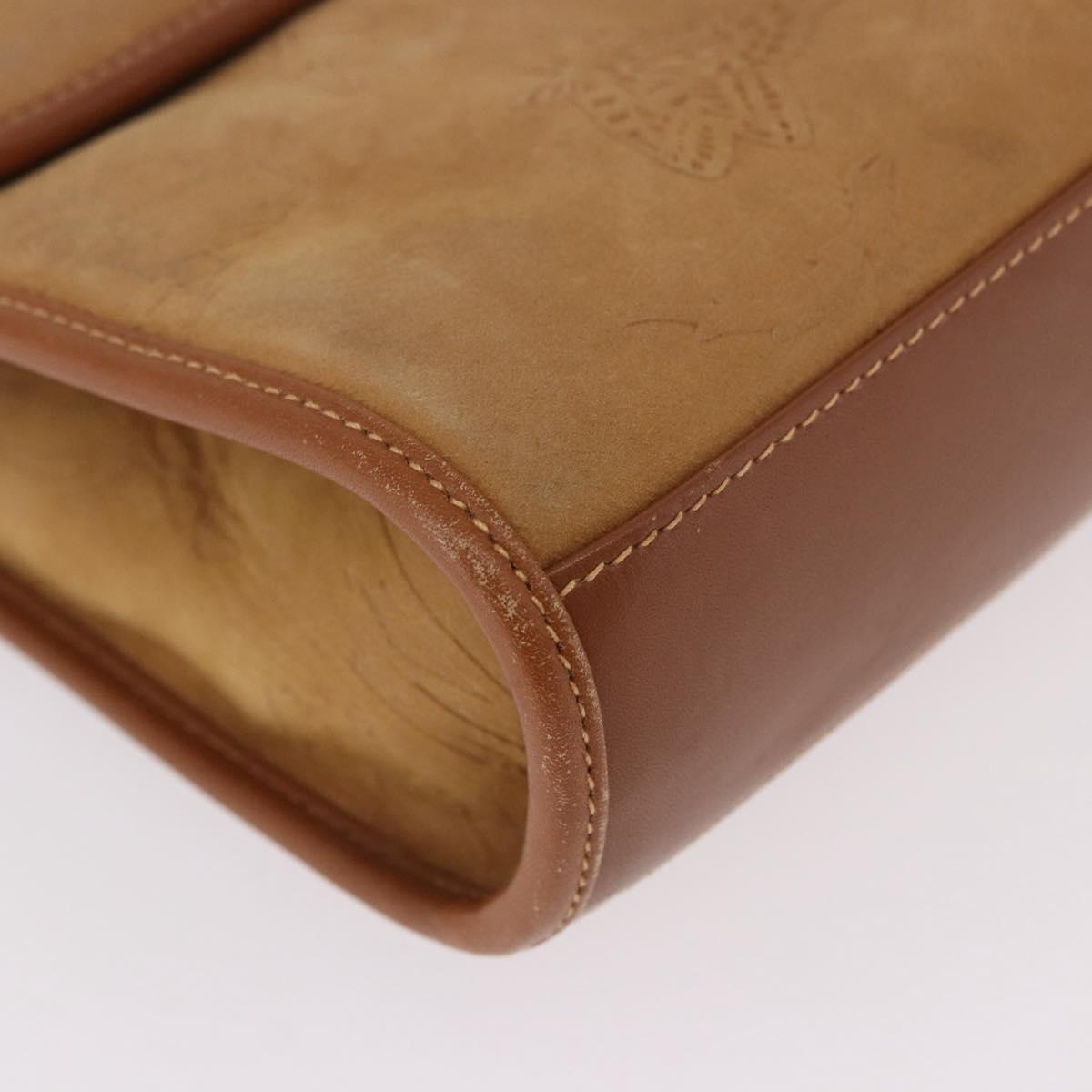 GUCCI Shoulder Bag Leather Beige Gold Auth 191917
